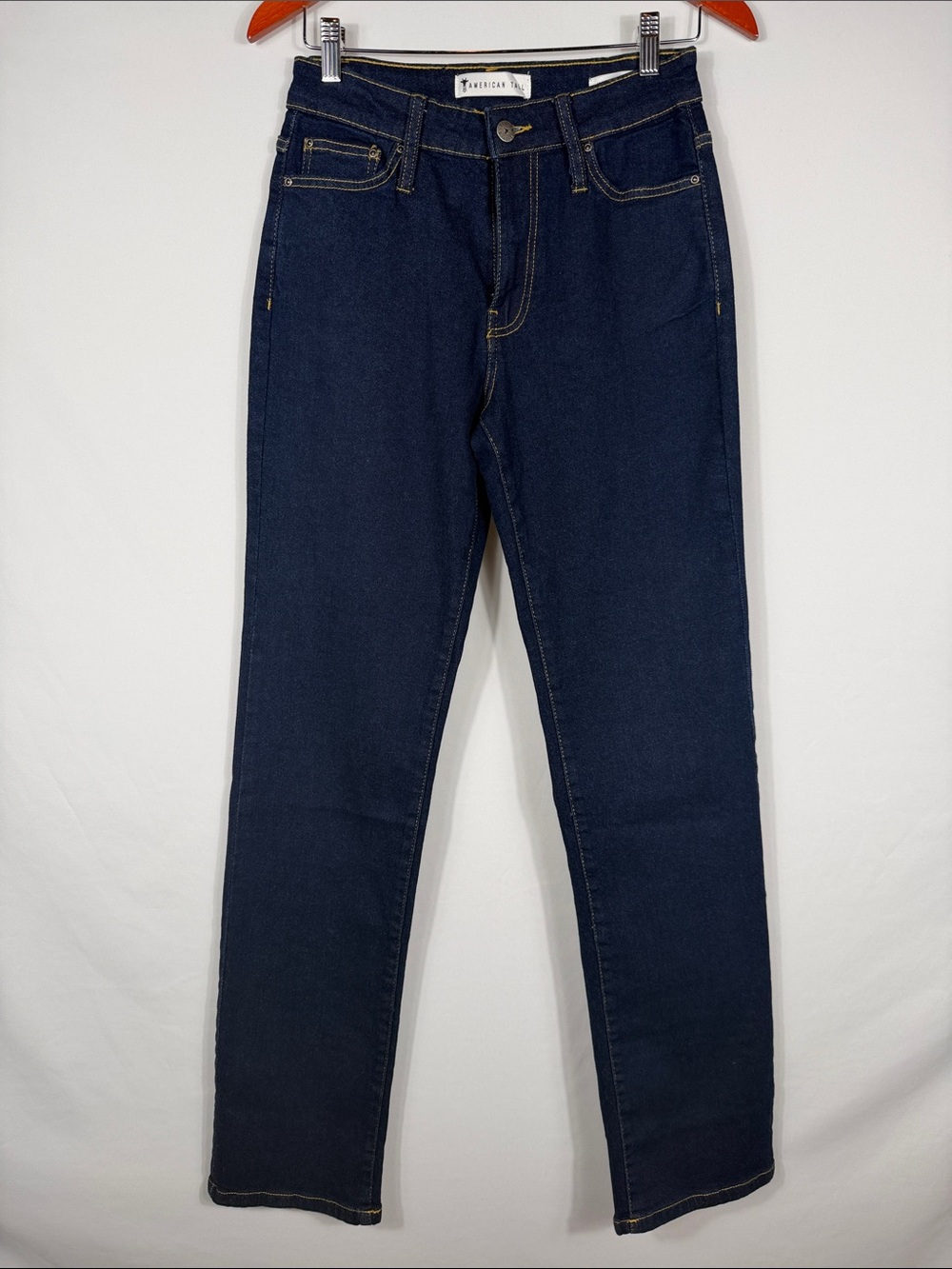 American Tall Harper High Rise Straight Jeans in Dark Indigo. Womens 27 x 35